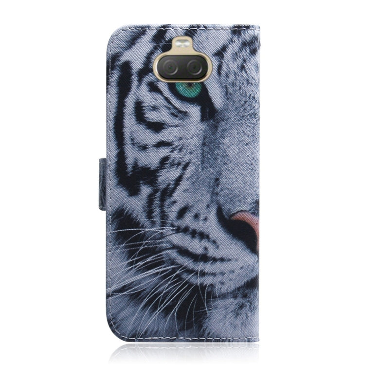 適用於索尼 Xperia 10 Plus 老虎圖案 彩繪左右開皮套，帶支架&卡槽&錢包