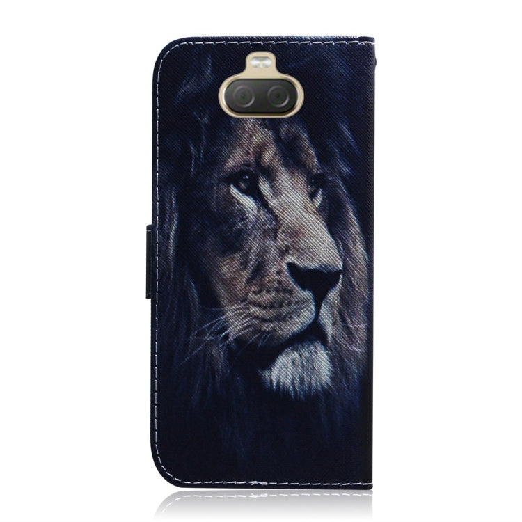 適用於索尼 Xperia 10 Plus 獅子圖案 彩繪左右開皮套，帶支架&卡槽&錢包