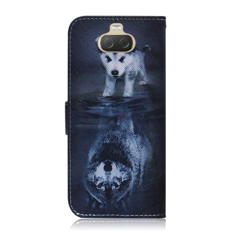 適用於索尼 Xperia 10 Plus 狼和狗圖案 彩繪左右開皮套，帶支架&卡槽&錢包