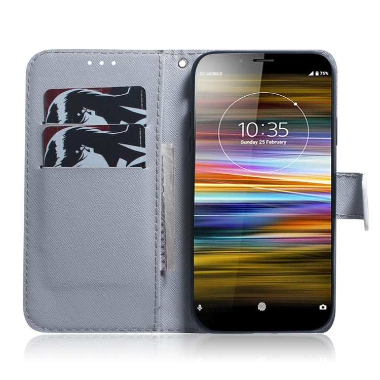 適用於索尼 Xperia L3 獅子圖案 彩繪左右開皮套，帶支架&卡槽&錢包