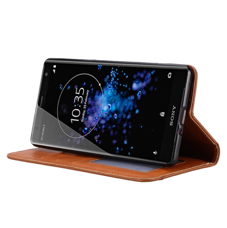 適用於索尼 Xperia XZ3 揉皮紋左右翻蓋手機皮套 帶相框&支架&卡槽&錢包