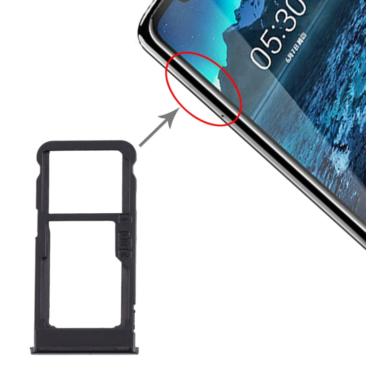 適用於 Nokia 5.1 Plus / X5 TA-1102 TA-1105 TA-1108 TA-1109 TA-1112 TA-1120 TA-1199 SIM卡+SIM卡/Micro SD卡托