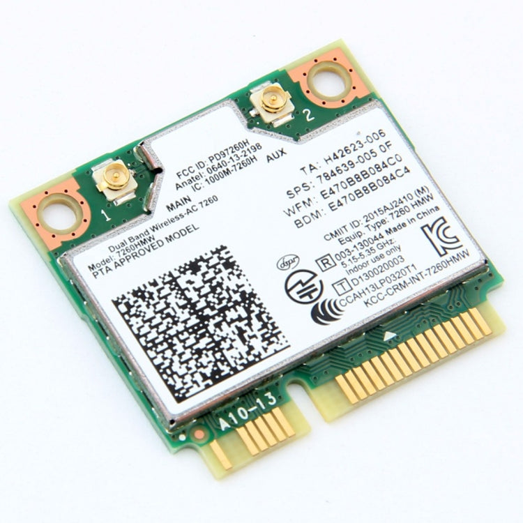 英特爾7260HMW迷你PCI-E雙頻無線Wifi卡2.4G / 5Ghz WLAN藍牙4.0 Wifi卡802.11 ac / a / b / g / n