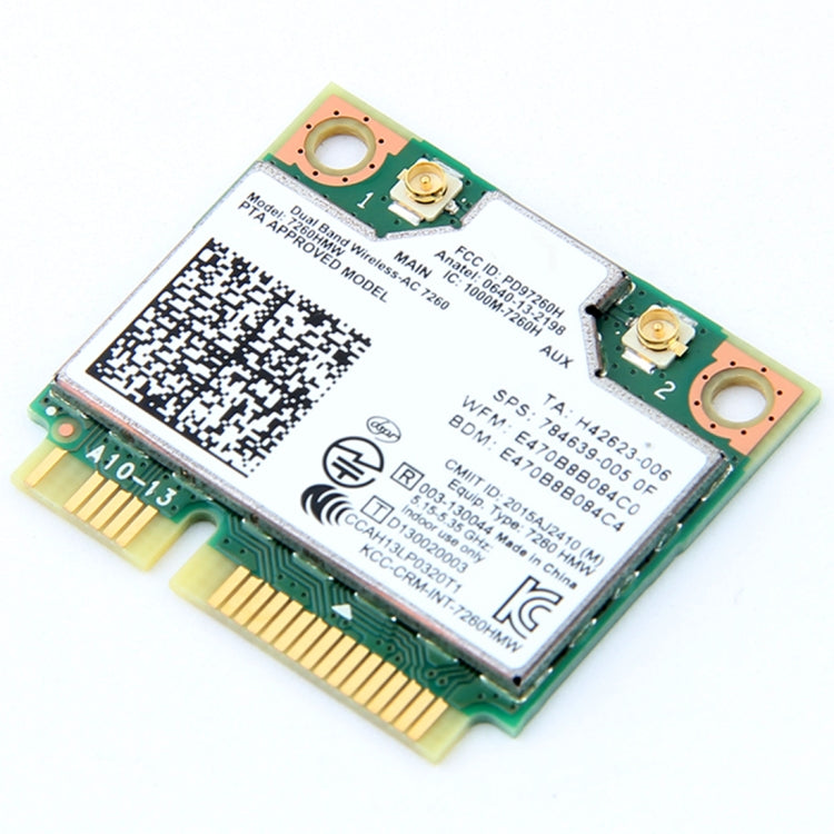 英特爾7260HMW迷你PCI-E雙頻無線Wifi卡2.4G / 5Ghz WLAN藍牙4.0 Wifi卡802.11 ac / a / b / g / n