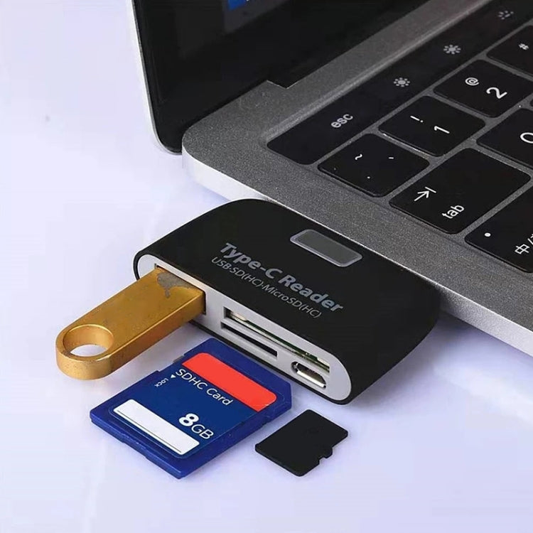 TF +SD + USB 轉 Type-C 讀卡器轉換器帶LED指示燈