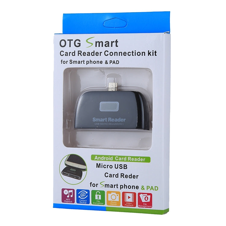 Micro SD +SD + USB2.0 + Micro USB 轉 Micro USB OTG智能讀卡器轉換器帶LED指示燈