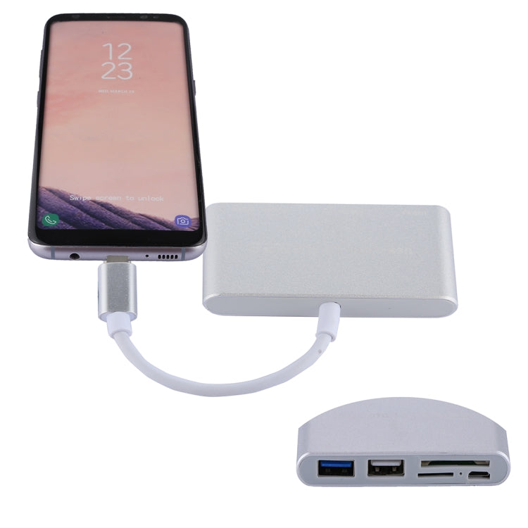 5合1 Micro SD +SD + USB3.0 + USB2.0 + Micro USB 轉 Type-C HUB OTG讀卡器適配器