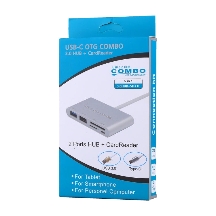 5合1 Micro SD +SD + USB3.0 + USB2.0 + Micro USB 轉 Type-C HUB OTG讀卡器適配器