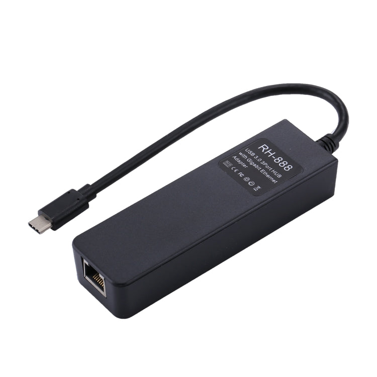USB-C / Type-C 轉 3口USB3.0 + RJ45 HUB 多功能網絡適配器