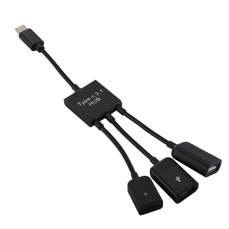 USB-C / Type-C公頭 轉 2口USB母頭+Micro USB 母頭集線器適配器