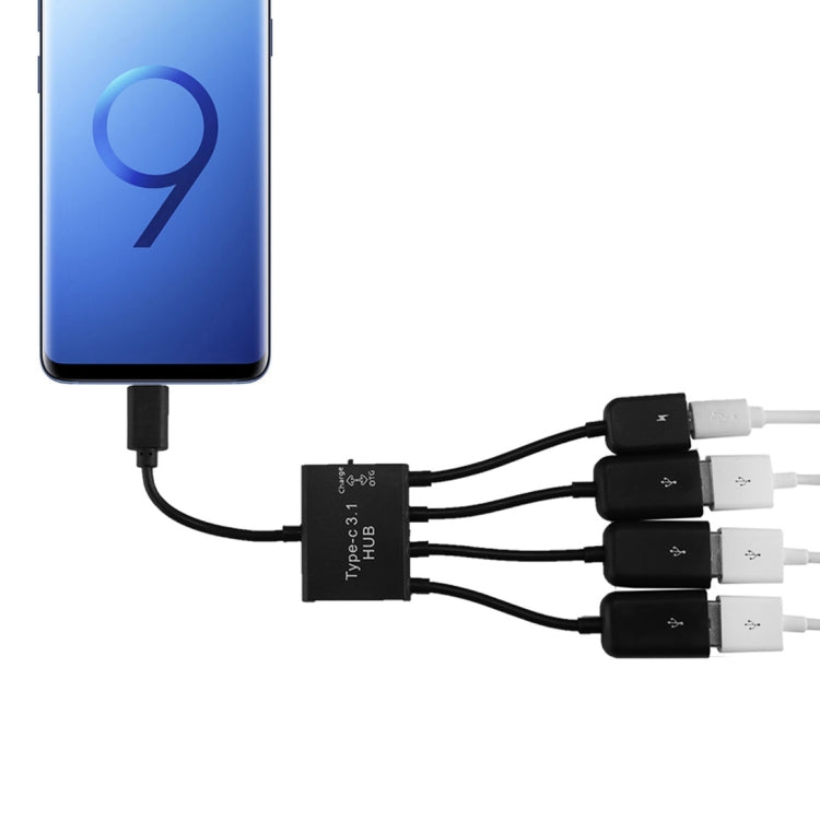 Type-C公頭 轉 3口USB母頭+Micro USB 母頭 OTG集線器適配器