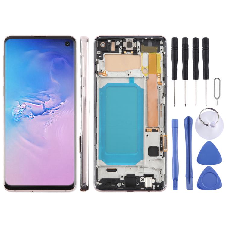For Samsung Galaxy S10 4G SM-G973F 6.05 inch TFT LCD Screen Digitizer Full Assembly with Frame, Not Supporting Fingerprint Identification