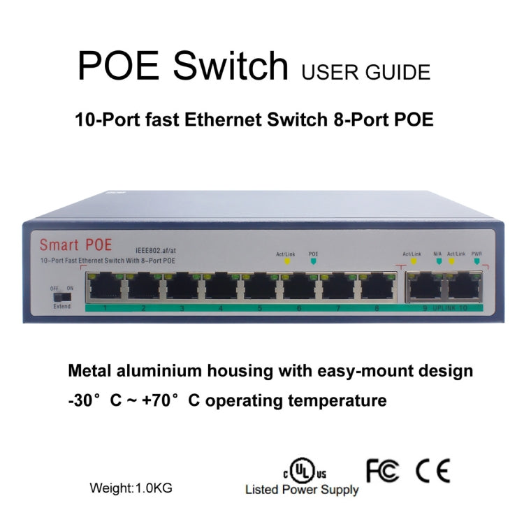 ESCAM POE 8+2 POE交換機 傳輸距離150m