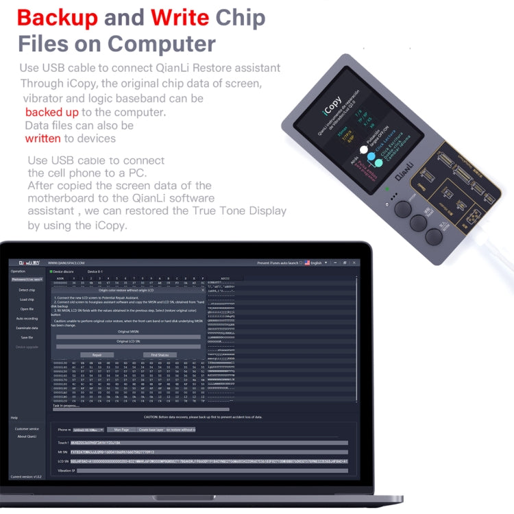 Qianli iCopy Plus 3合1液晶屏原始色彩修復編程器適用於iPhone系列