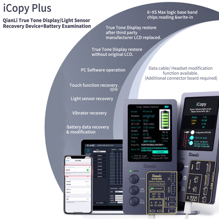 Qianli iCopy Plus 3合1液晶屏原始色彩修復編程器適用於iPhone系列
