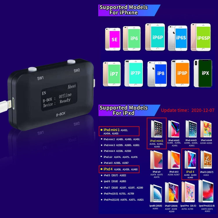 B-BOX 適用於iPhone 7-11 硬盤讀取寫作更改SN編程帶1.3英寸屏