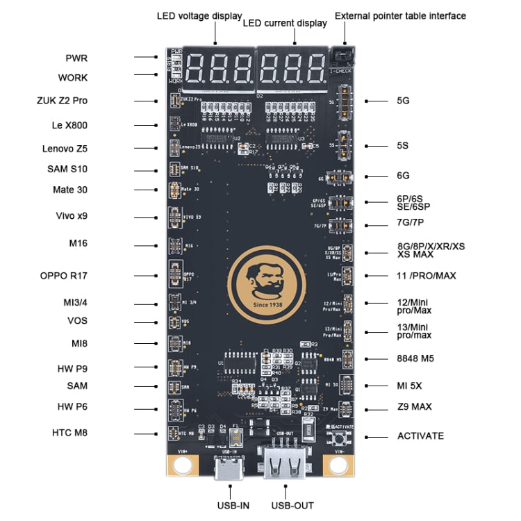 Mechanic BA27 電池激活檢測板 適用於 iPhone 5-13 Pro Max / Android 手機