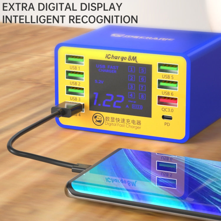 Mechanic icharge 8M QC 3.0 USB 智能充電器支持快速充電帶 LCD，歐規