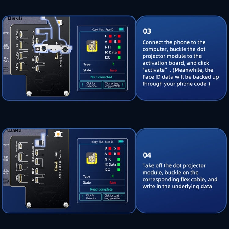 QianLi iCopy Plus 專業面部ID恢復和激活板適用於iPhone X-14系列