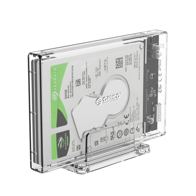 ORICO 2159U3 PC透明材質2.5寸SATA USB3.0移動硬盤盒，機身全透視效果帶支架