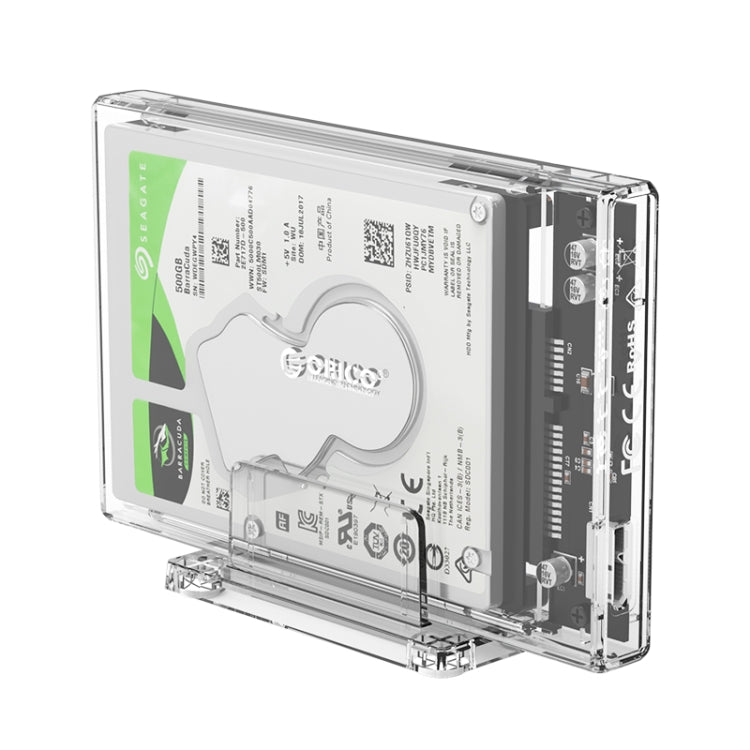 ORICO 2159U3 PC透明材質2.5寸SATA USB3.0移動硬盤盒，機身全透視效果帶支架