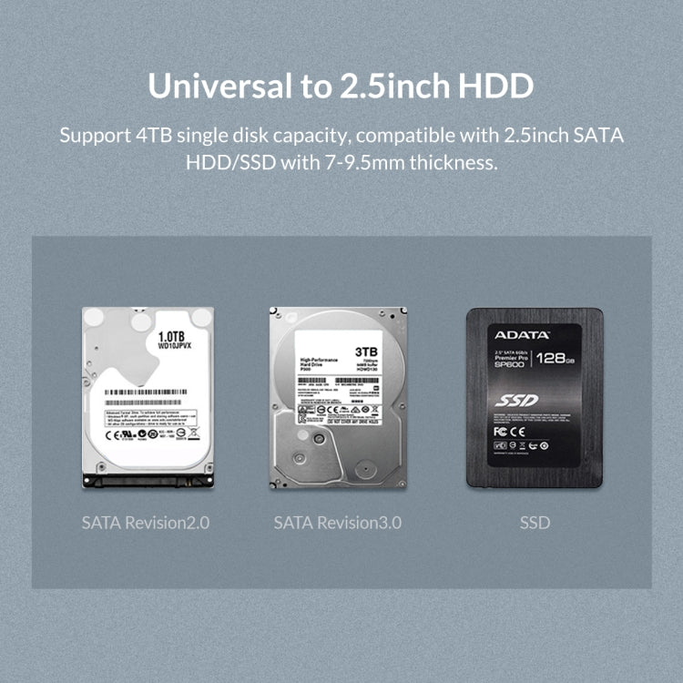 ORICO 2159U3 PC透明材質2.5寸SATA USB3.0移動硬盤盒，機身全透視效果帶支架