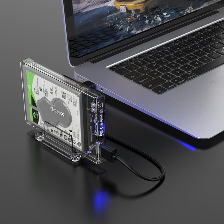 ORICO 2159U3 PC透明材質2.5寸SATA USB3.0移動硬盤盒，機身全透視效果帶支架