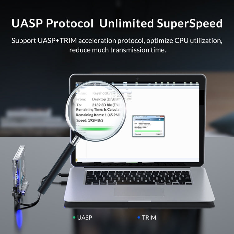 ORICO 2159U3 PC透明材質2.5寸SATA USB3.0移動硬盤盒，機身全透視效果帶支架