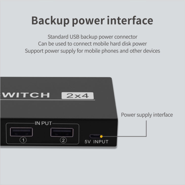 2x4 USB切換器 2端口PC共享4個設備，用於打印機鍵盤鼠標显示器等