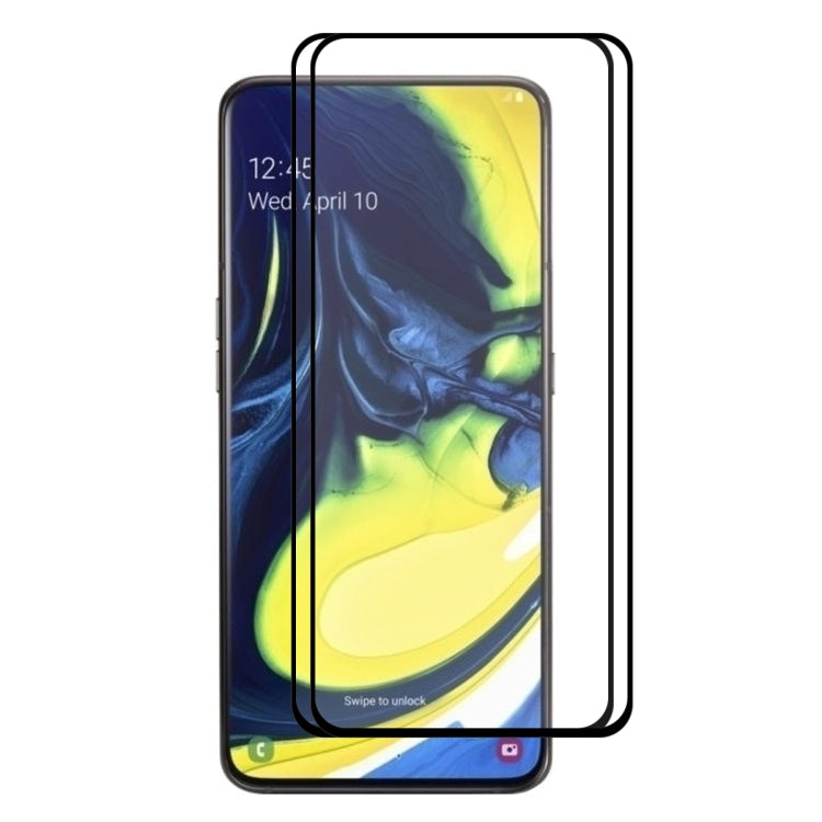 草帽王子 2片裝 三星Galaxy A80 全膠 0.26mm 9H 2.5D全屏鋼化玻璃保護膜