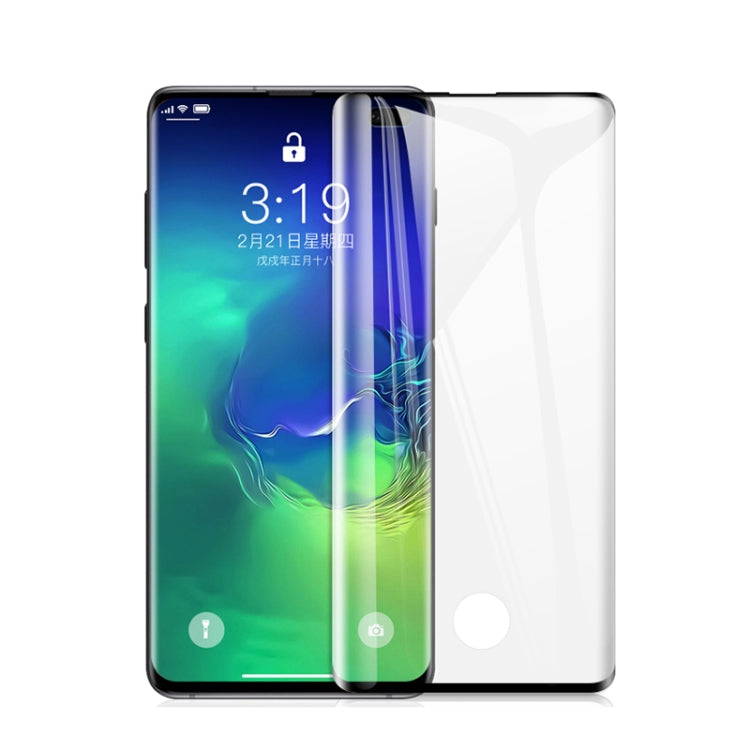 mocolo 三星 蓋樂世 S10+ 0.33mm 9H 3D全屏鋼化玻璃保護膜, 支持指紋解鎖 (黑色)