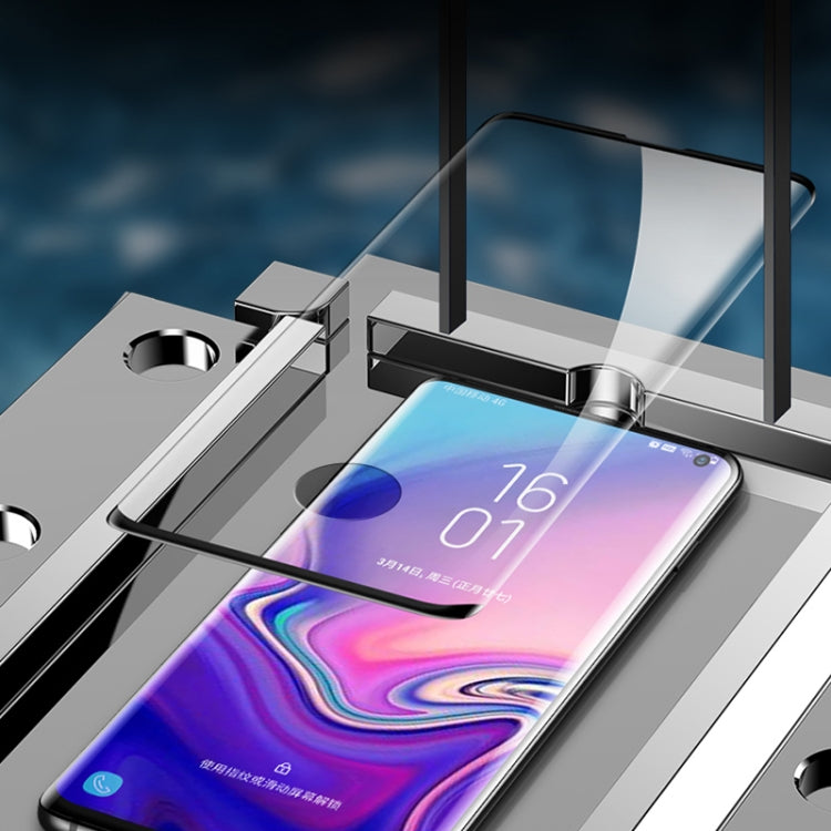 mocolo 三星 蓋樂世 S10+ 0.33mm 9H 3D全屏鋼化玻璃保護膜, 支持指紋解鎖 (黑色)