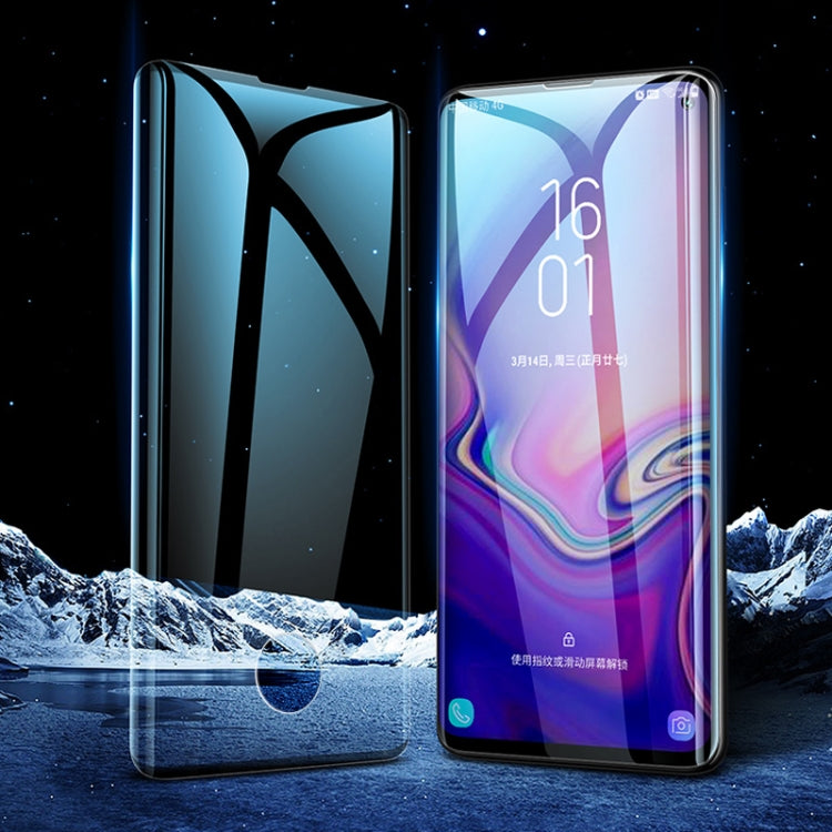 mocolo 三星 蓋樂世 S10+ 0.33mm 9H 3D全屏鋼化玻璃保護膜, 支持指紋解鎖 (黑色)
