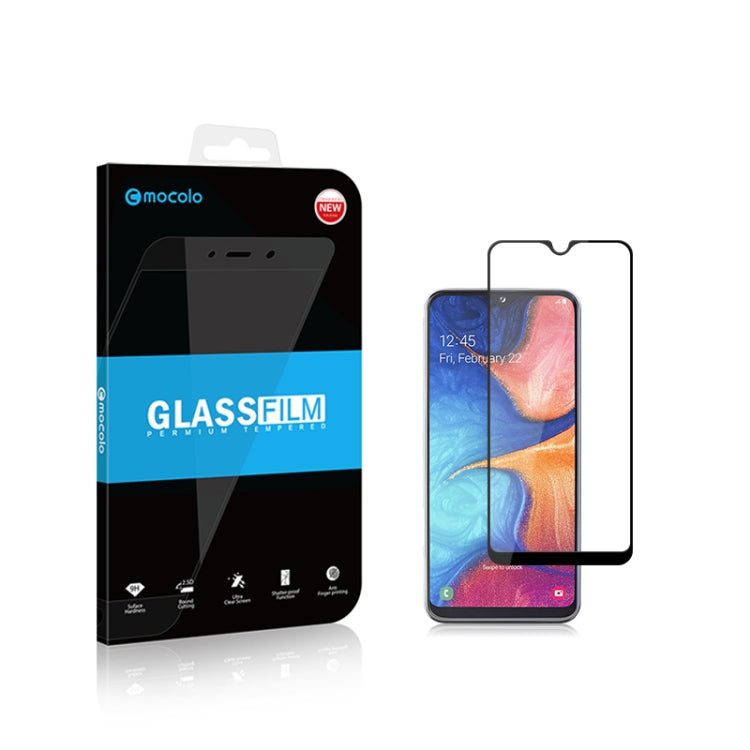 mocolo Galaxy A20e 0.33mm 9H 2.5D全膠全屏鋼化玻璃保護膜 (黑）