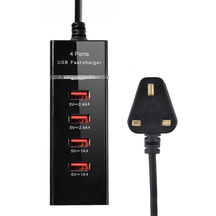 5V 4.1A 4個USB接口充電器適配器帶電源插頭線，線長：1.5m，英規