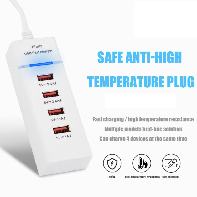 5V 4.1A 4個USB接口充電器適配器帶電源插頭線，線長：1.5m，英規