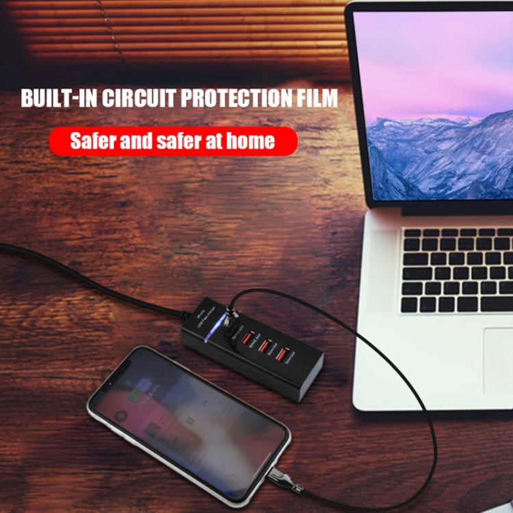 5V 4.1A 4個USB接口充電器適配器帶電源插頭線，線長：1.5m，英規