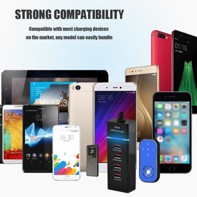 5V 4.1A 4個USB接口充電器適配器帶電源插頭線，線長：1.5m，英規