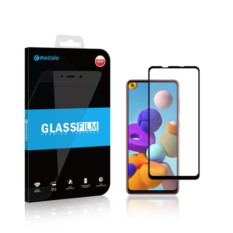 適用於 三星Galaxy A21s  mocolo 0.33mm 9H 2.5D全膠全屏鋼化玻璃保護膜
