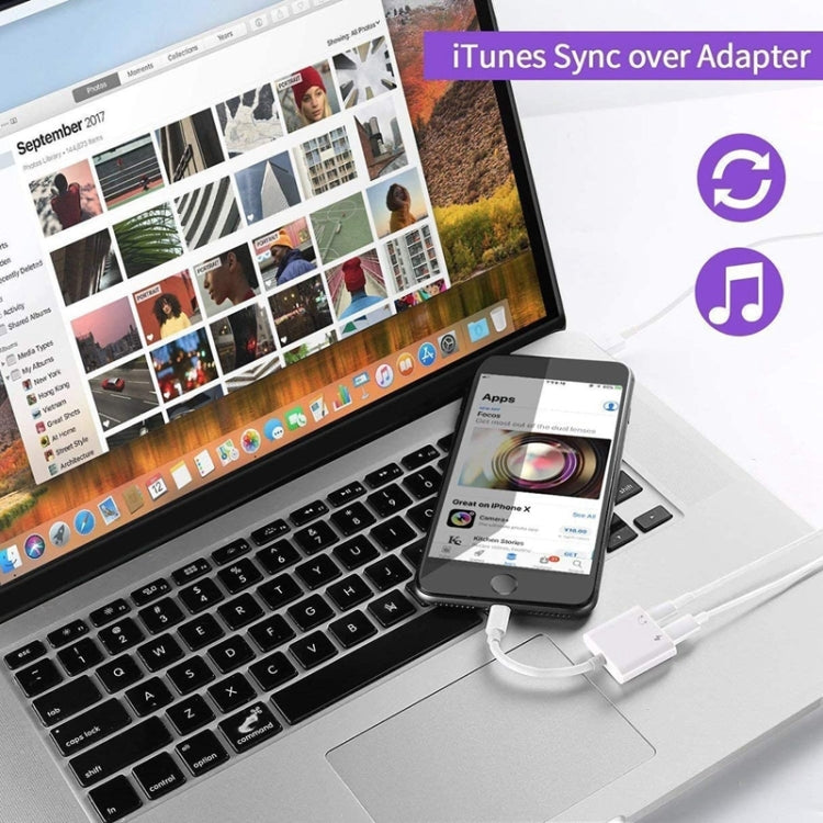 ZS-S1802 2合一 8 Pin公頭轉8 Pin充電+8 Pin音頻母頭接口 耳機轉接頭 支持通話&線控，兼容所有IOS系統