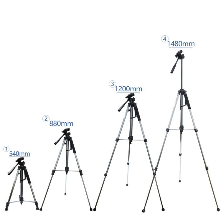 L-1200相機三腳架 直播支架 用於手機、相機、投影儀55-148CM通用可調價三角架（銀色）