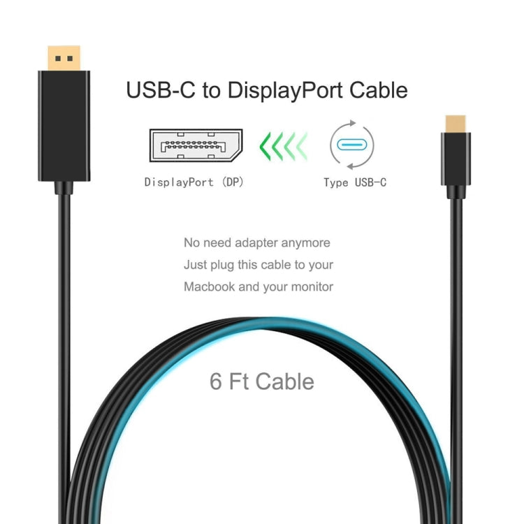 4K 60Hz Type-C轉DP DisplayPort 連接線轉接線 線長：1.8米