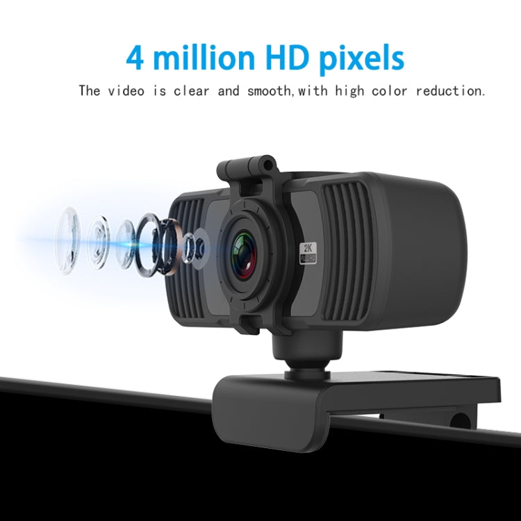 Richwell PC-06 400W像素2K高清攝像頭自動對焦360度旋轉視頻會議攝像頭 帶麥克風