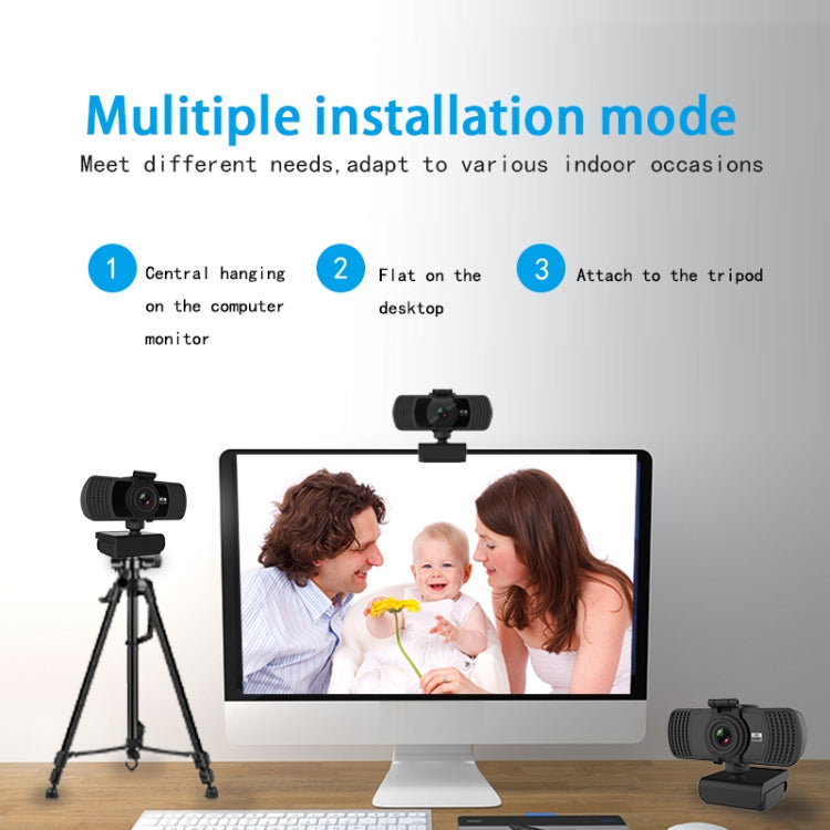 Richwell PC-06 400W像素2K高清攝像頭自動對焦360度旋轉視頻會議攝像頭 帶麥克風