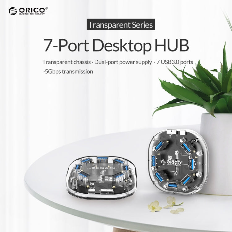 ORICO 7口USB3.0透明桌面集線器，支持OTG拓展 H7U-U3