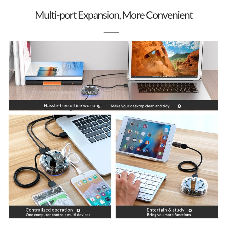 ORICO 7口USB3.0透明桌面集線器，支持OTG拓展 H7U-U3