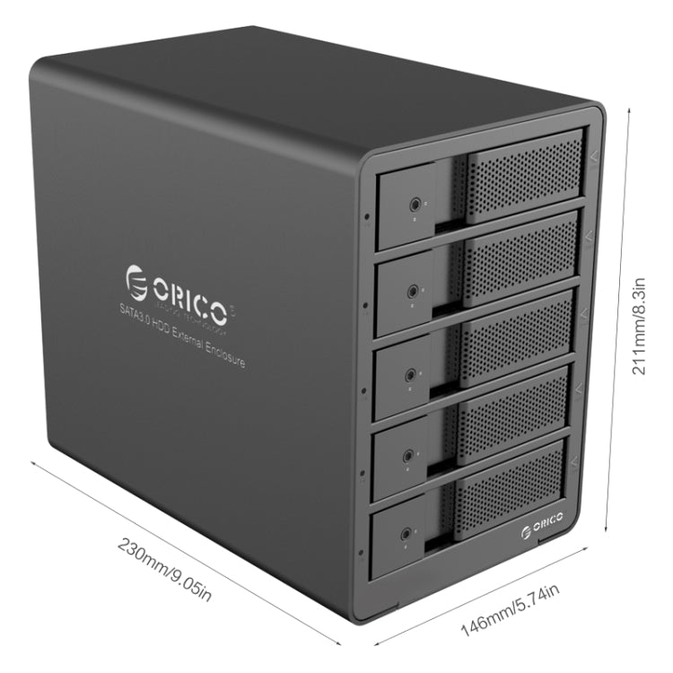 ORICO 9558RU3-V1-BK 3.5英寸USB3.0鋁合金五盤位陣列櫃