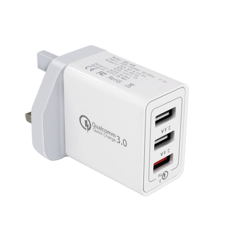 SDC-30W 30W QC 3.0 USB + 2.4A 雙USB 2.0接口 手機平板通用快速充電器旅行充，英規