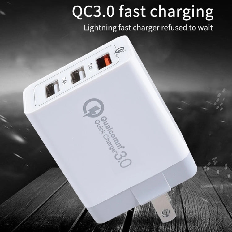 SDC-30W  2合一 USB轉Micro USB數據線 + 30W QC 3.0 USB + 2.4A 雙USB 2.0接口 手機平板通用快速充電器旅行充套裝，美規