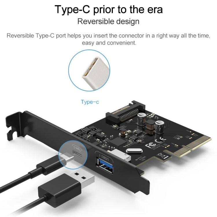 ORICO PA31-AC 台式機主板USB3.1 A/C雙口擴展卡